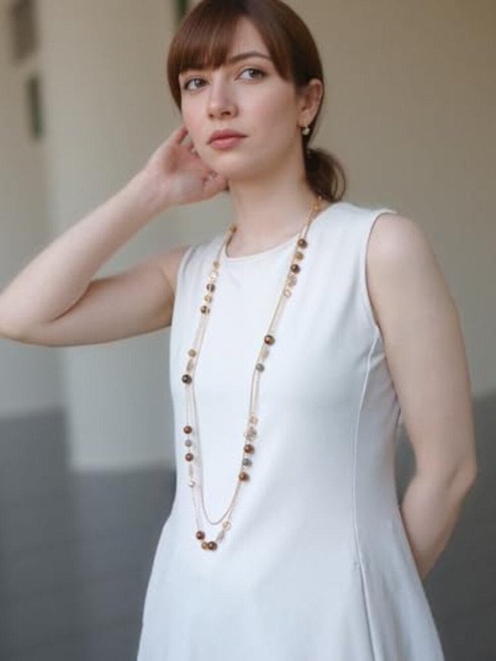 New - Boho Gold Long Necklaces for Women‎ Natural Stone Beaded Layered Long